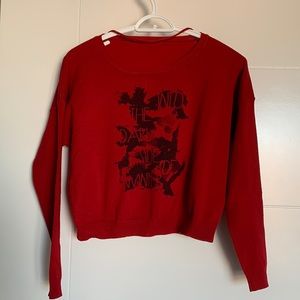 Red Cropped Long Sleeve Sweater